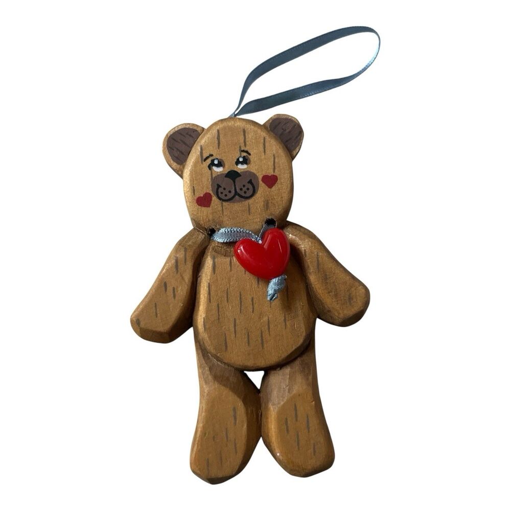 Vintage Wooden Bear Christmas Ornament Kurt Adler 1988 Handcrafted Philippines